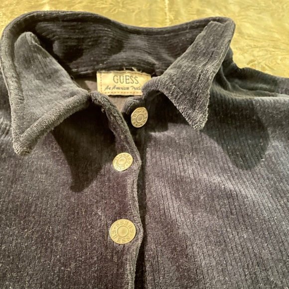 ❤️VINTAGE GUESS ❄️BLUE VELVETY CORDUROY VELOUR LONG-SLEEVE STRETCHY DRESS💗 - Picture 4 of 7